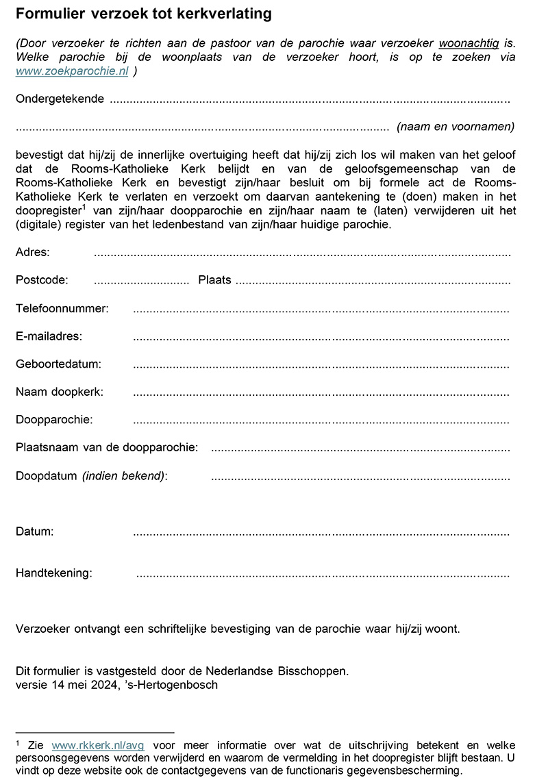 Formulier verzoek tot kerkverlating v2024